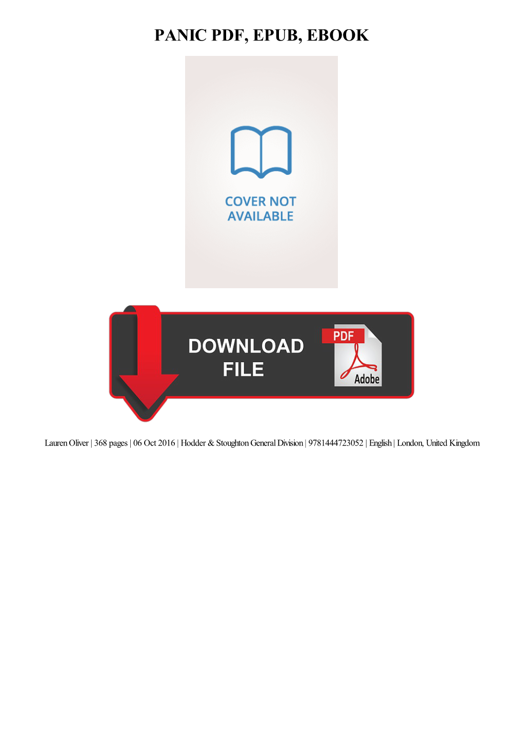 Panic Pdf, Epub, Ebook