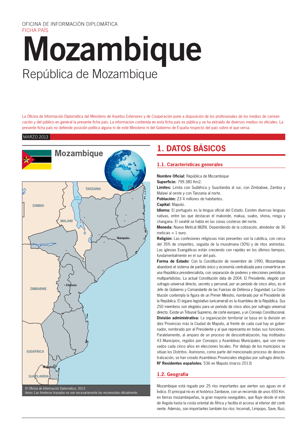 Mozambique República De Mozambique