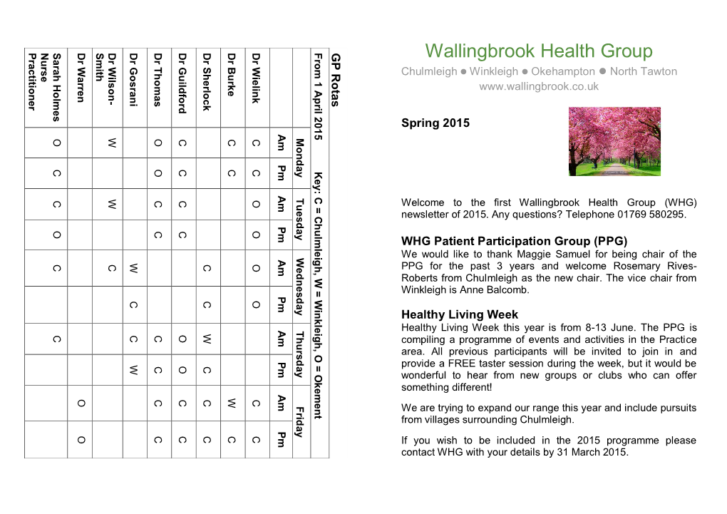 Wallingbrook Health Group Chulmleigh  Winkleigh  Okehampton  North Tawton