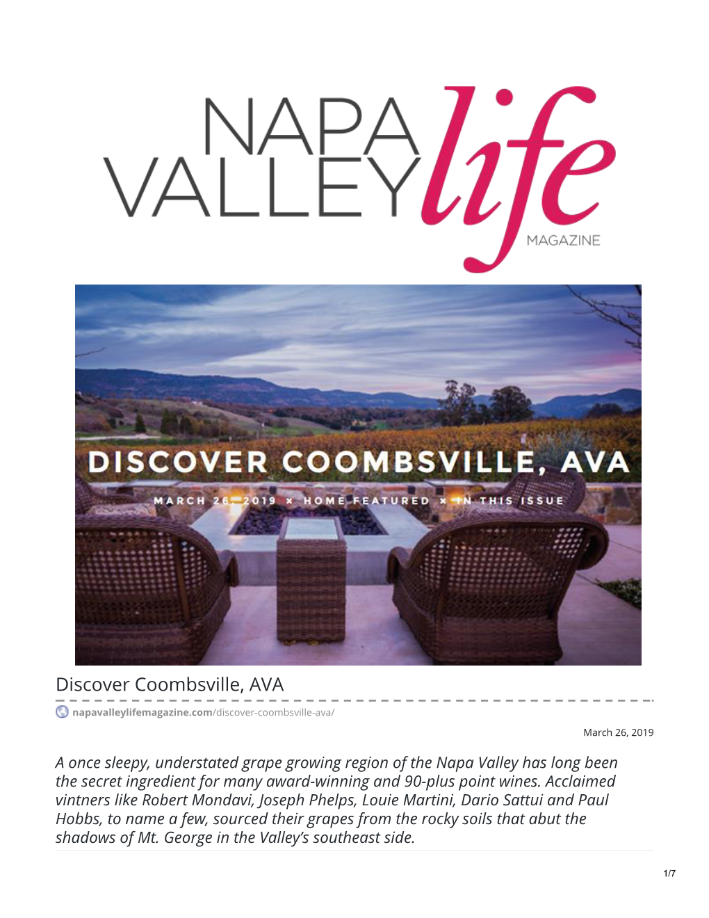 Discover Coombsville, AVA