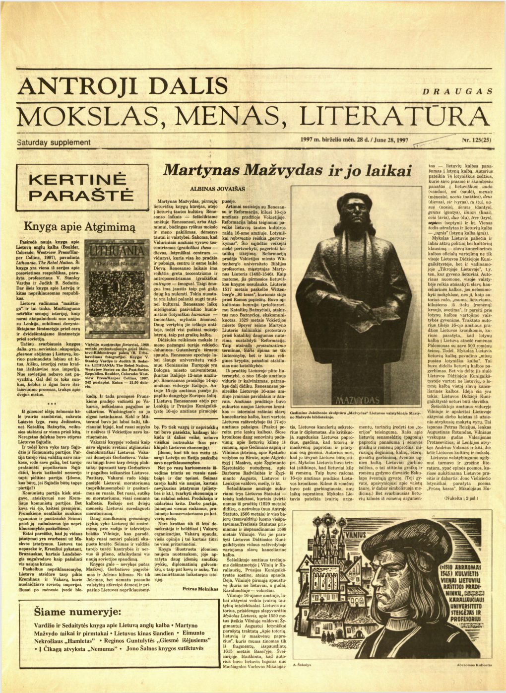 Mokslas, Menas, Literatūra