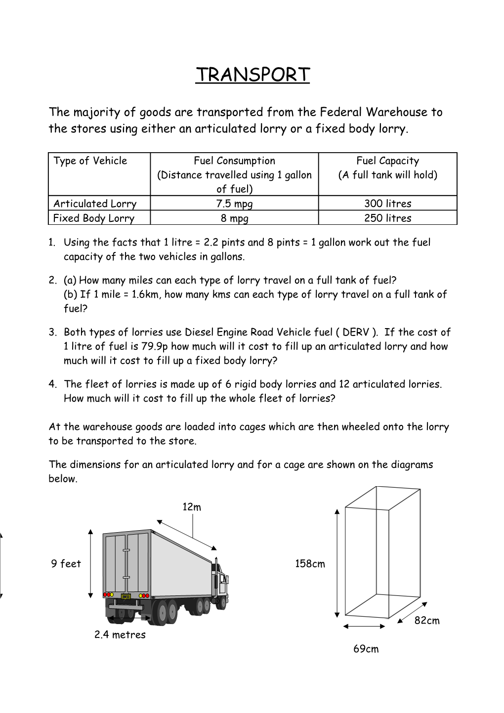 2. (A) How Many Miles Can Each Type of Lorry Travel on a Full Tank of Fuel?