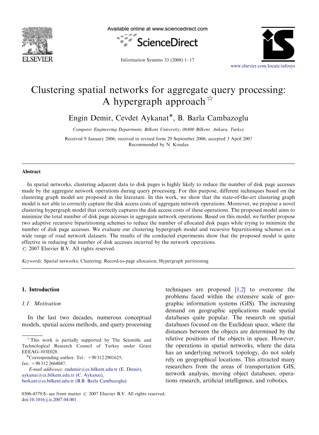 Clustering Spatial Networks for Aggregate Query Processing: a Hypergraph Approach$