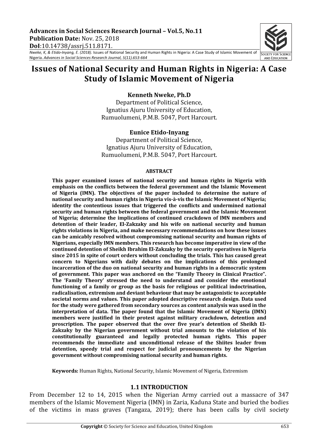 A Case Study of Islamic Movement of Nigeria