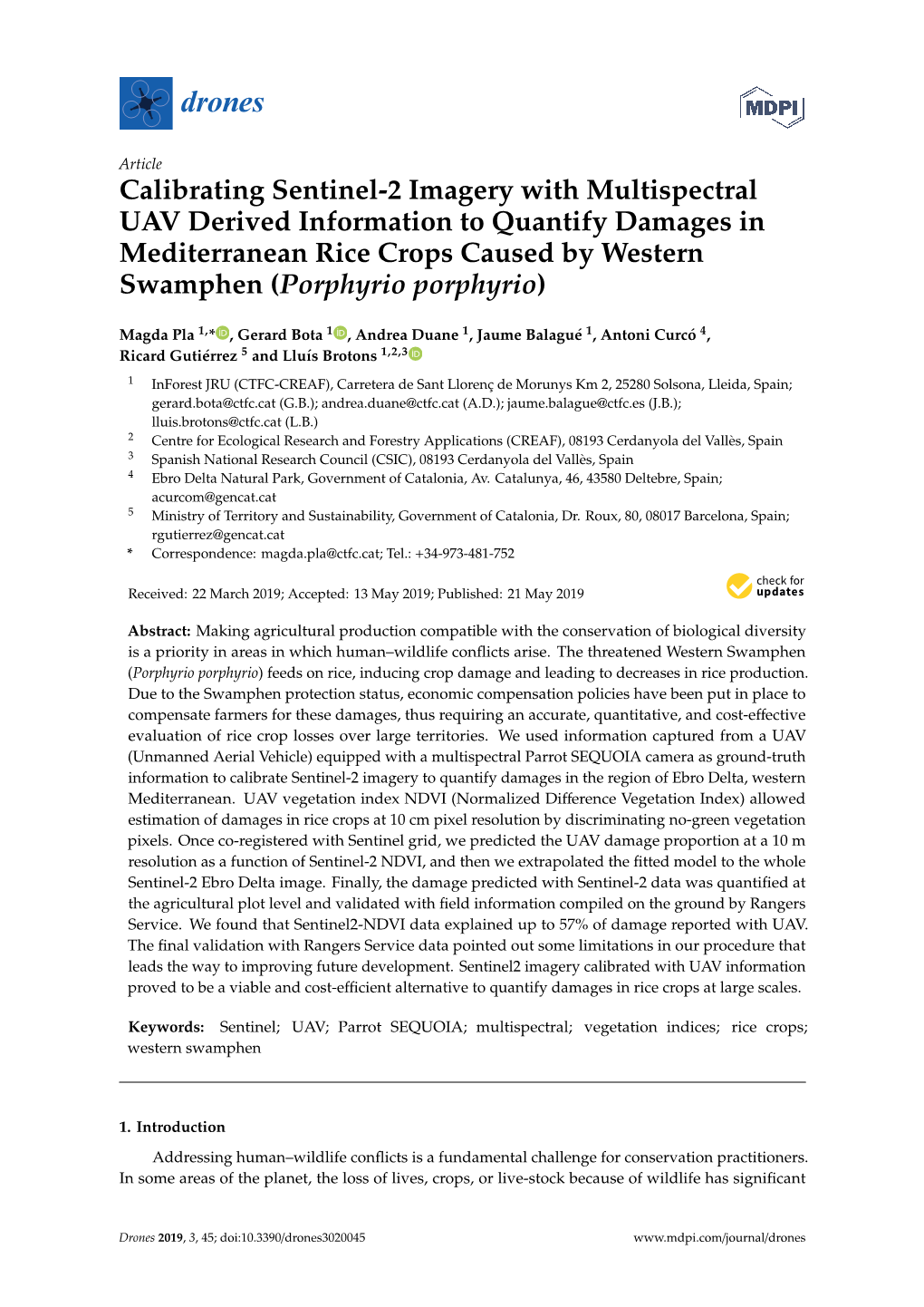 Calibrating Sentinel-2 Imagery with Multispectral UAV Derived