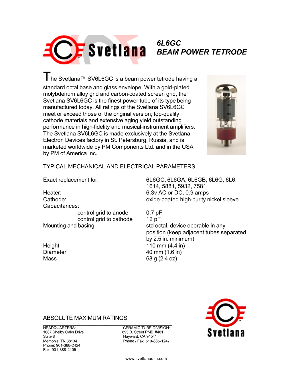 6L6gc Beam Power Tetrode