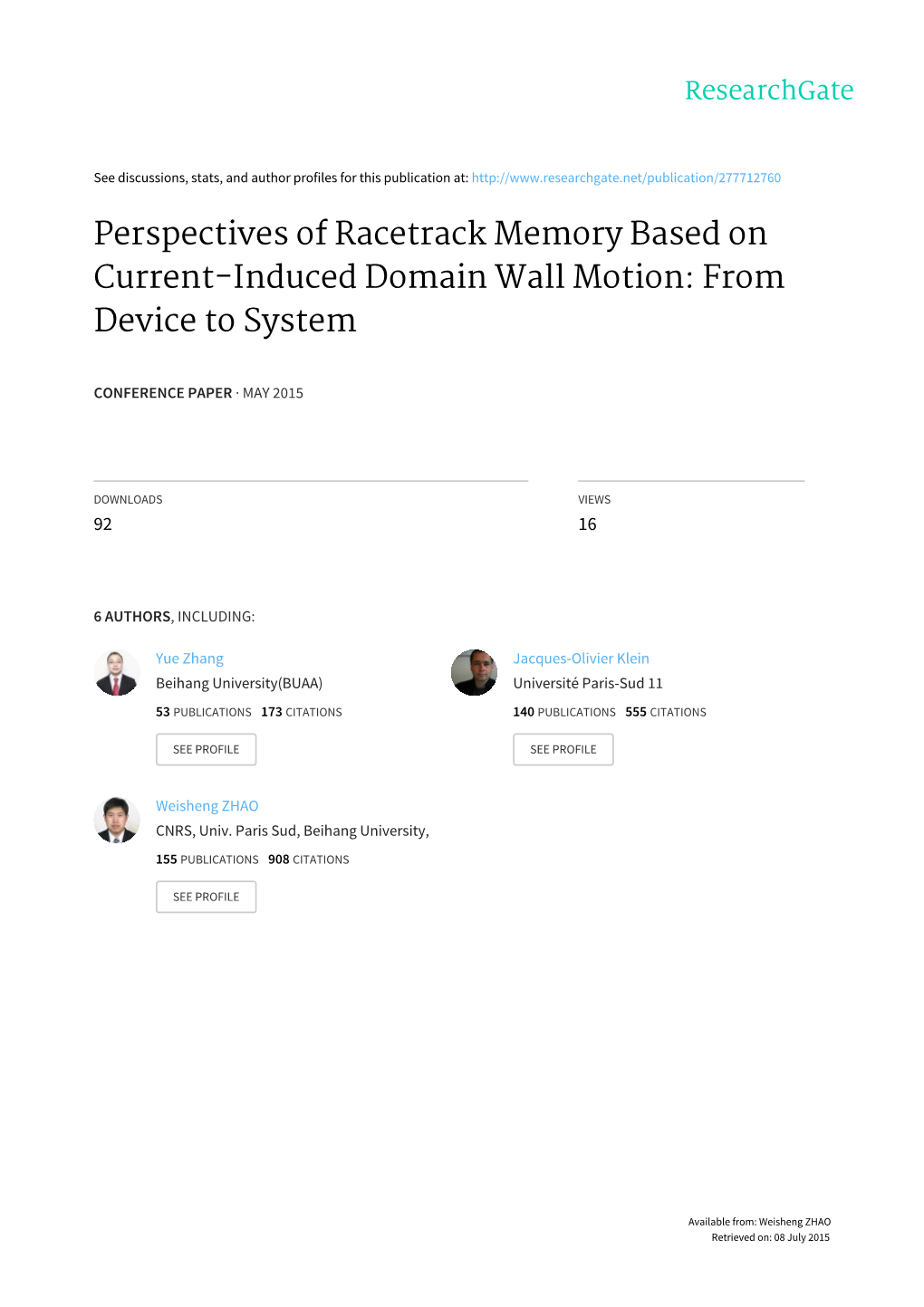 Perspectives of Racetrack Memory Based on Current-Induced Domain Wall Motion: from Device to System