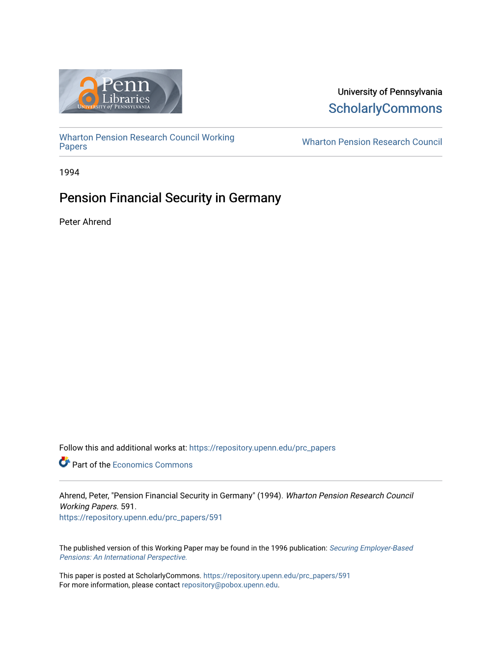 Pension Financial Security in Germany