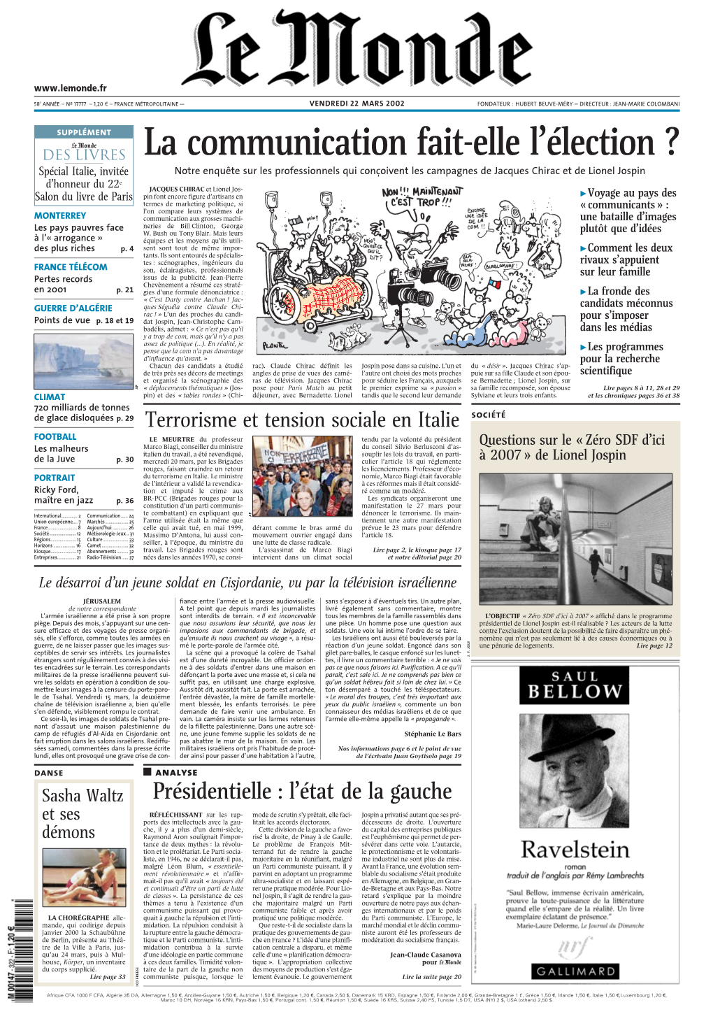 LE MONDE/PAGES<UNE>