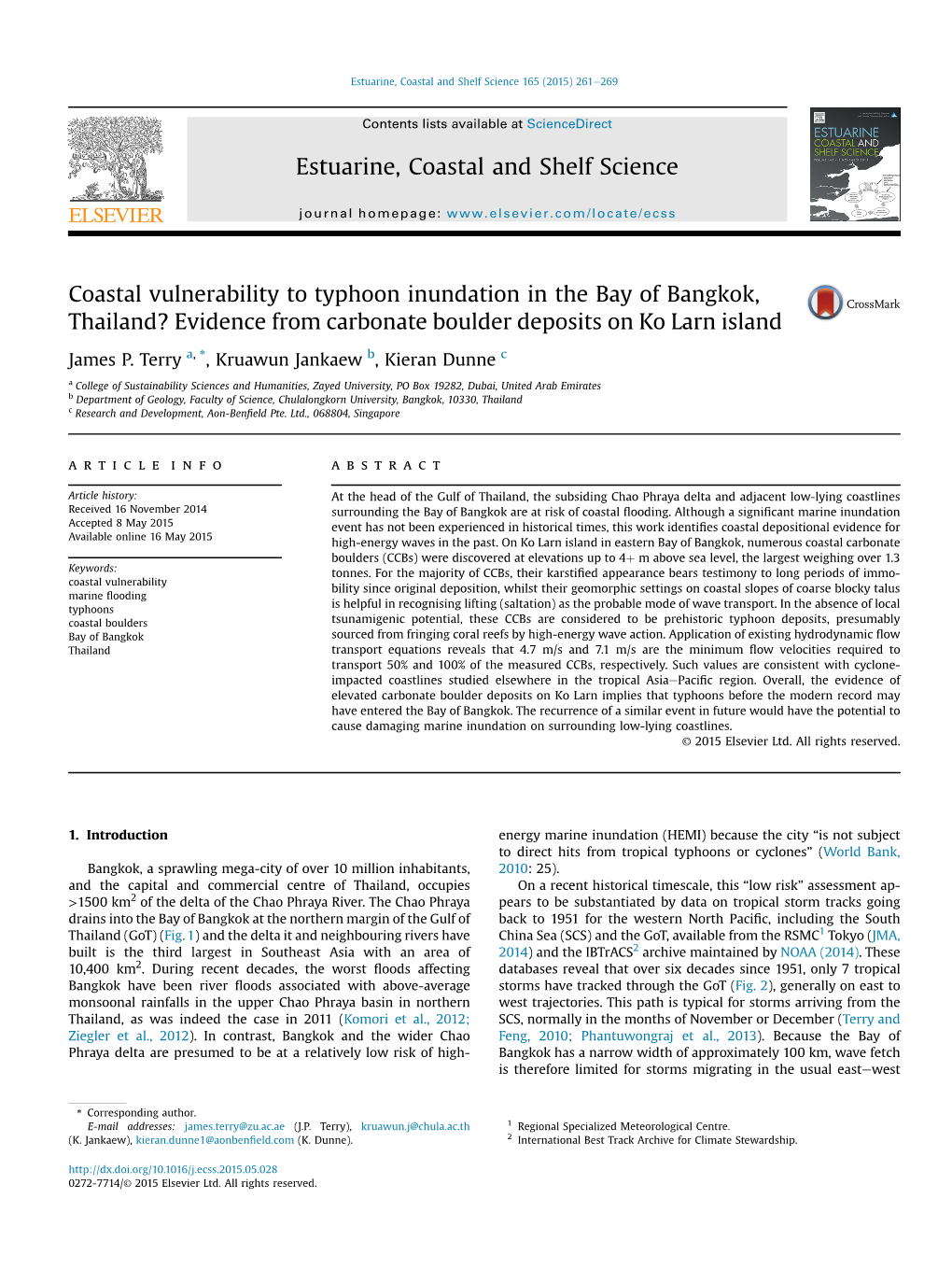 Coastal Vulnerability to Typhoon Inundation in the Bay Ofￃﾂￂﾠ