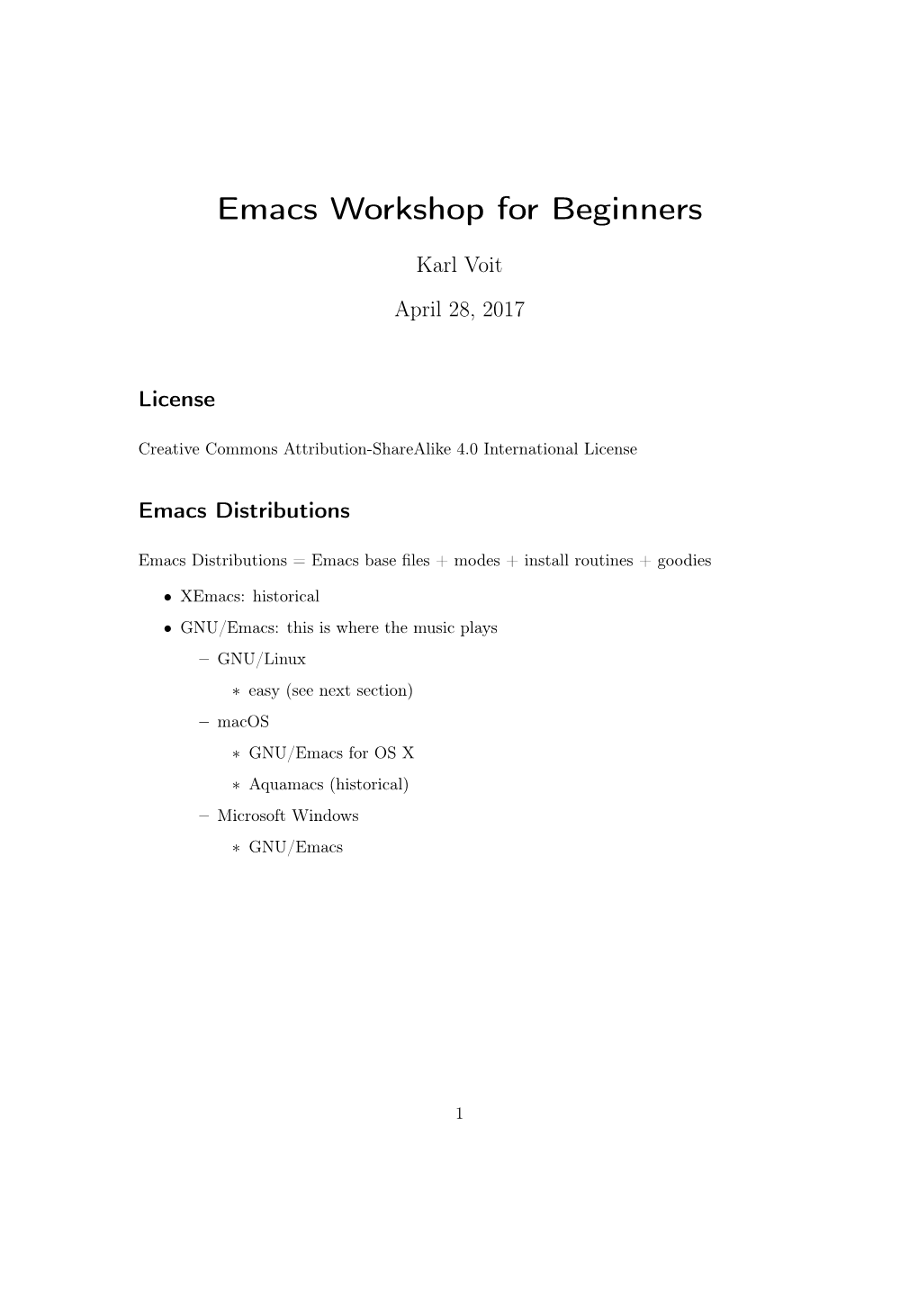 Emacs Workshop for Beginners