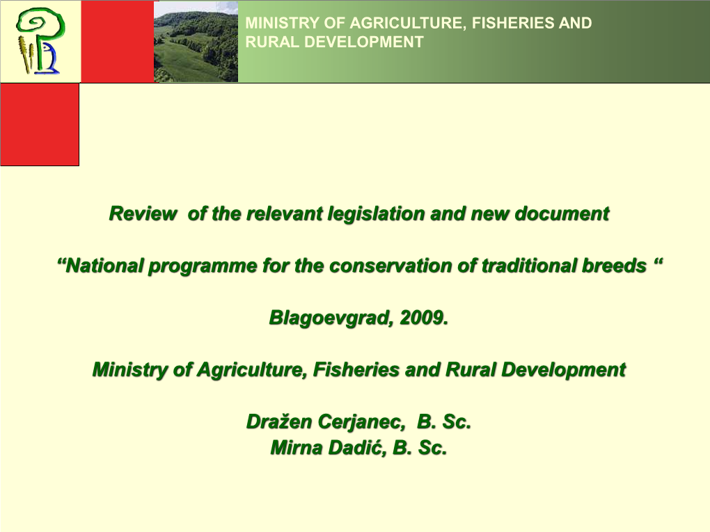 Ministry of Agriculture, Fisheries and Rural Development