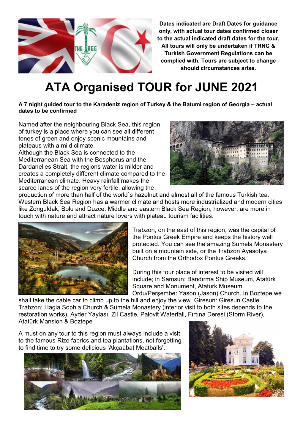 ATA Organised TOUR for JUNE 2021