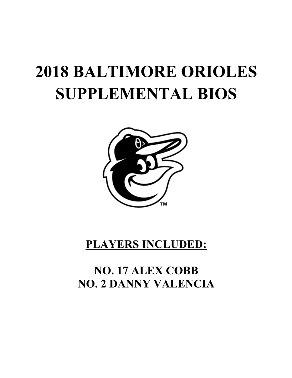 2018 Baltimore Orioles Supplemental Bios