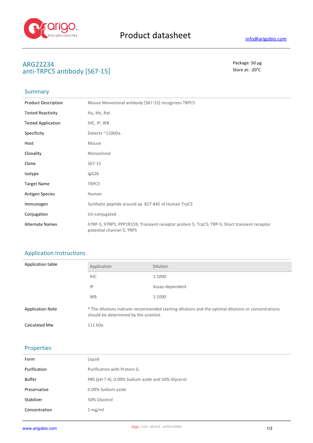 Anti-TRPC5 Antibody [S67-15] (ARG22234)