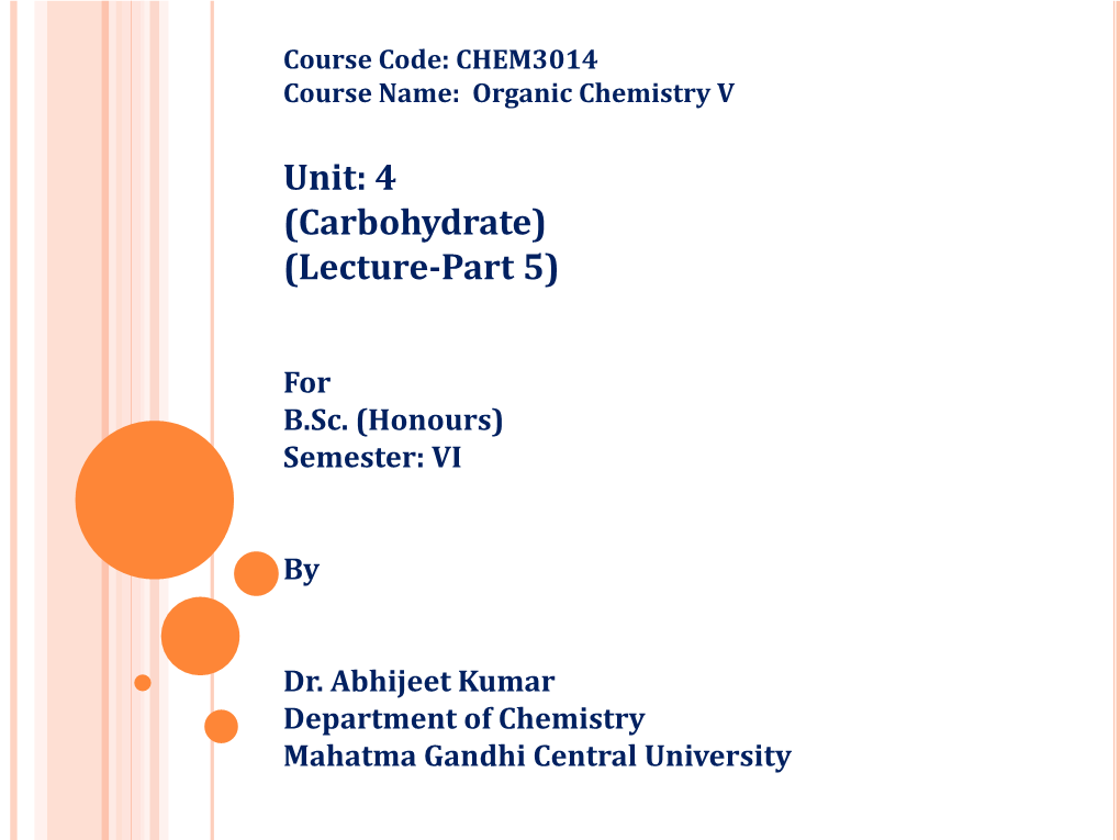 Carbohydrate) (Lecture-Part 5)