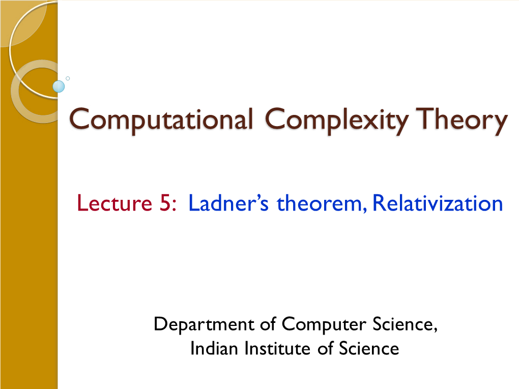 Computational Complexity Theory