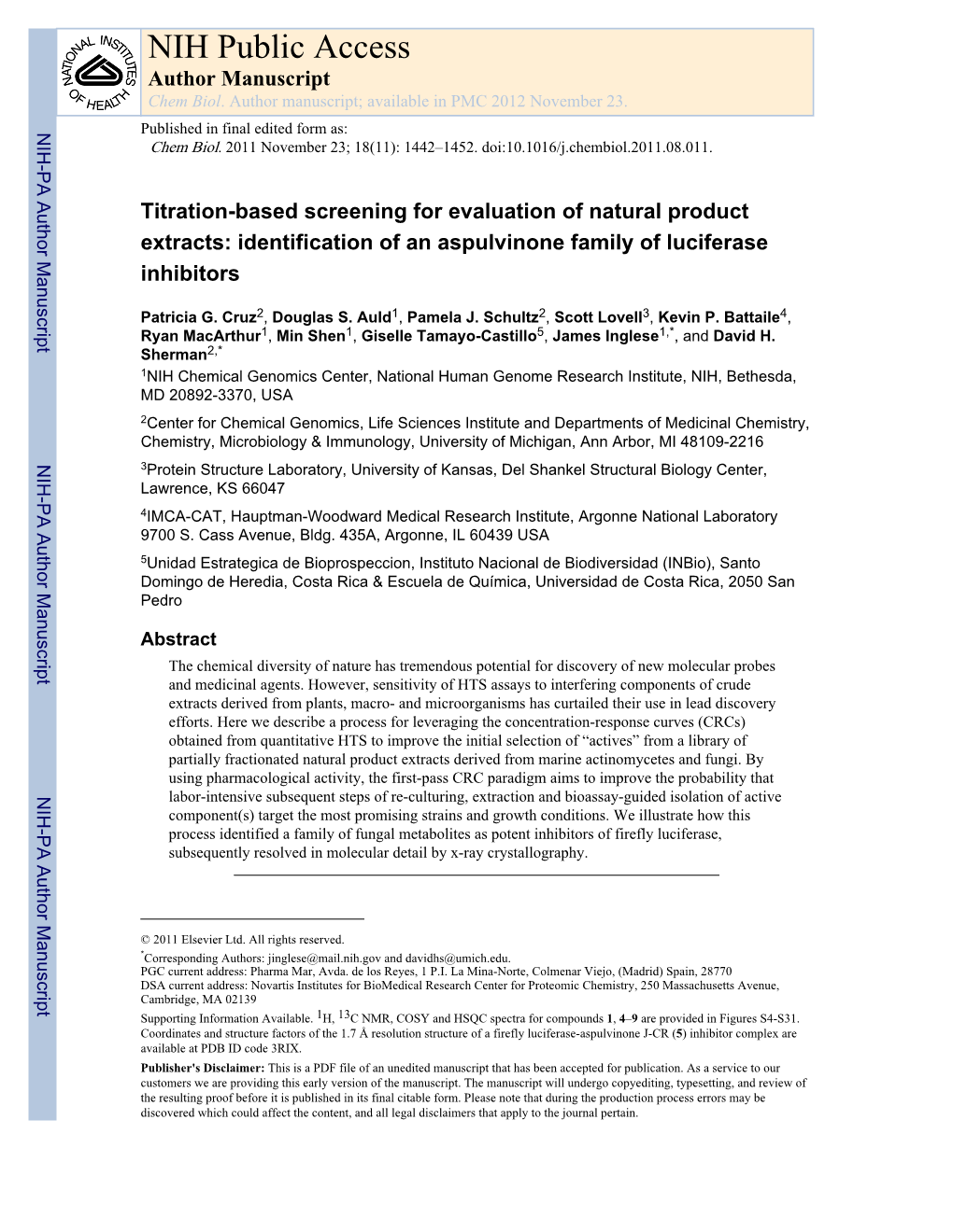 NIH Public Access Author Manuscript Chem Biol