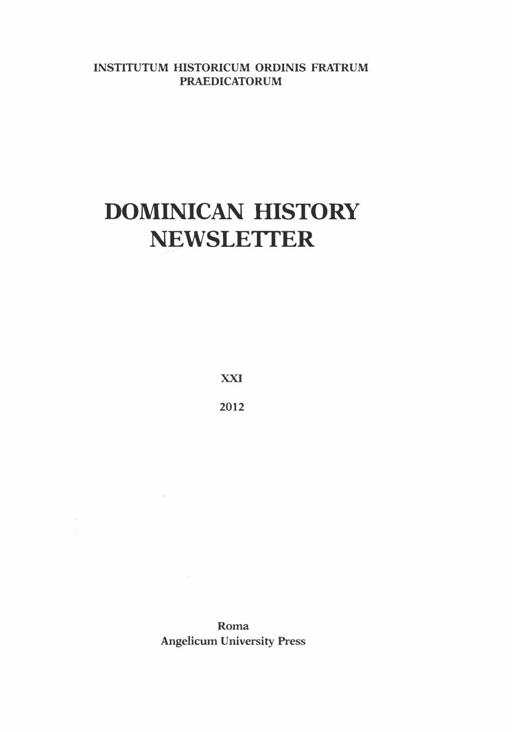 Dominican History Newsletter