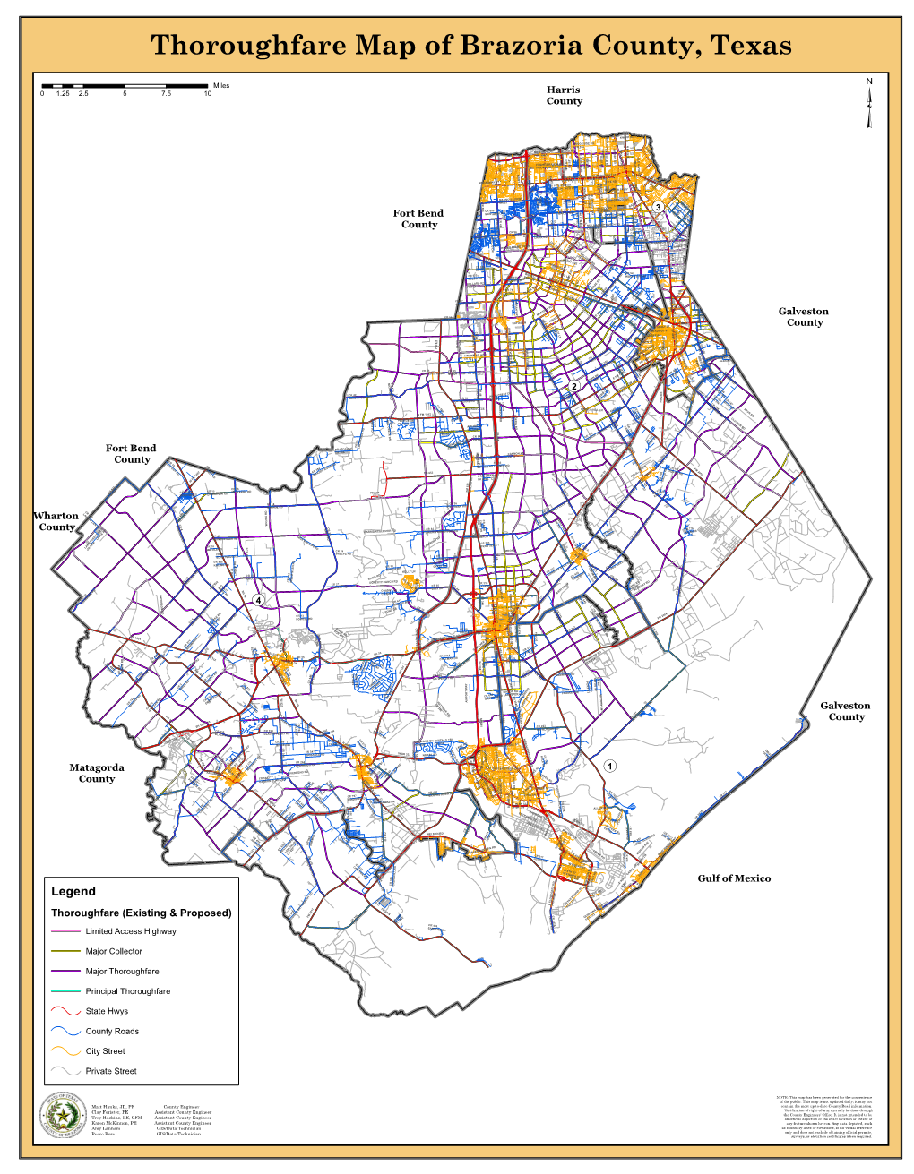 Thoroughfare Map of Brazoria County, Texas