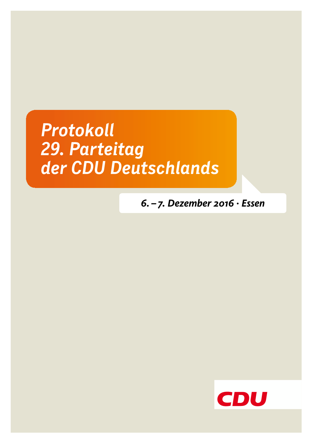 Protokoll 29. Parteitag Der CDU Deutschlands