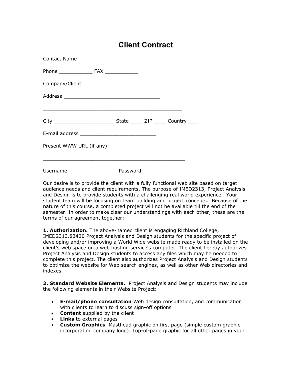 Client Contract