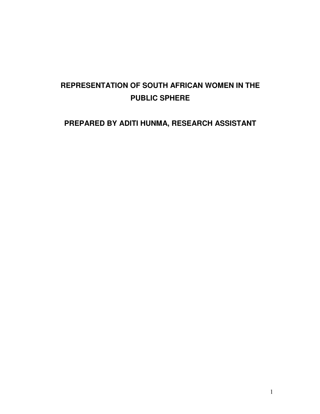 Representation of South African Women in the Public Sphere