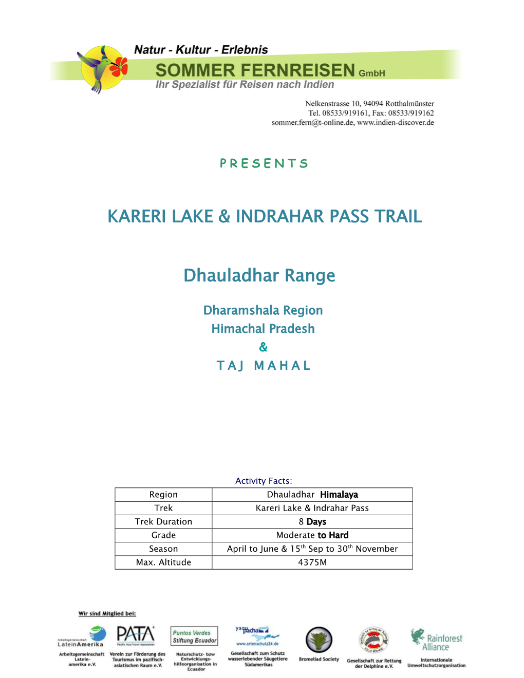 KARERI LAKE & INDRAHAR PASS TRAIL Dhauladhar Range