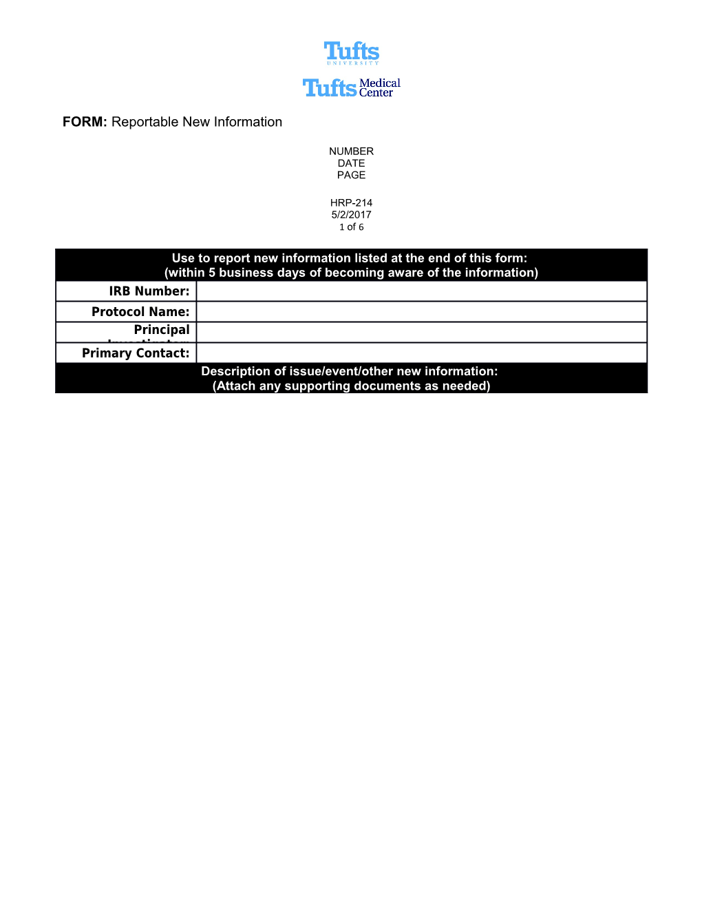 FORM: Reportable New Information s1