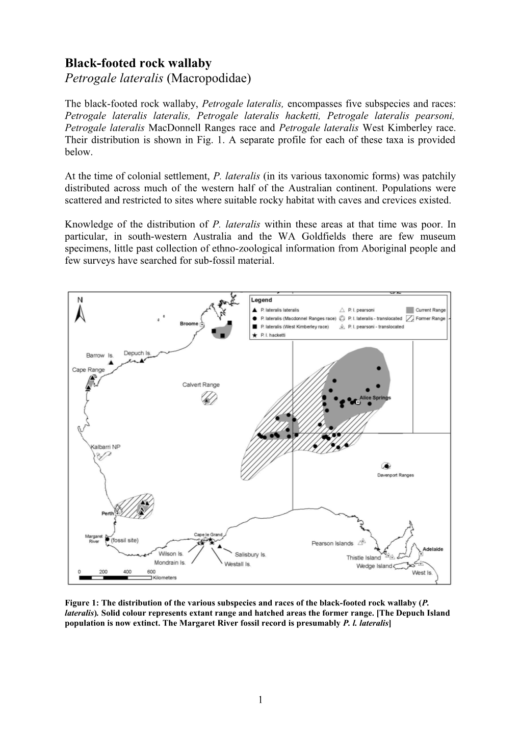 Appendix 1 to Recovery Plan for Five Species of Rock Wallabies