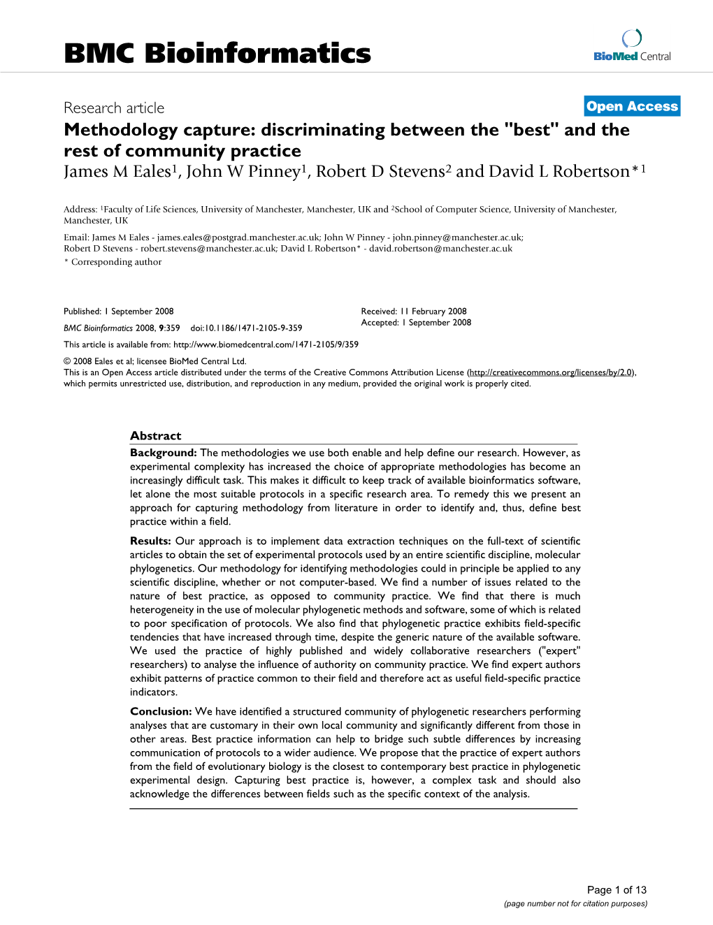 BMC Bioinformatics Biomed Central