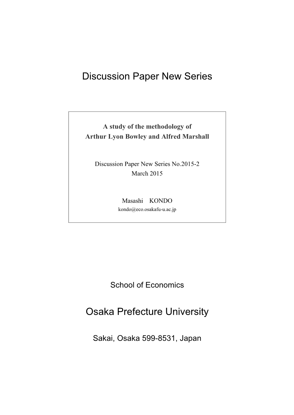 Discussion Paper New Series Osaka Prefecture University