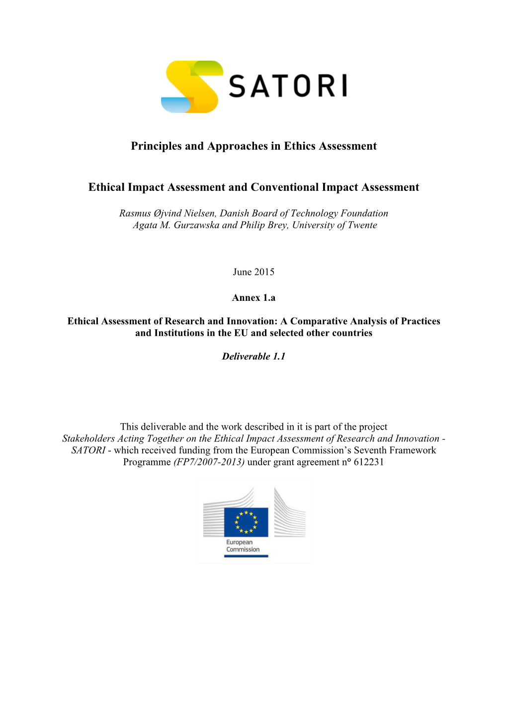 1.A Ethical Impact Assessment and Conventional Impact Assessment