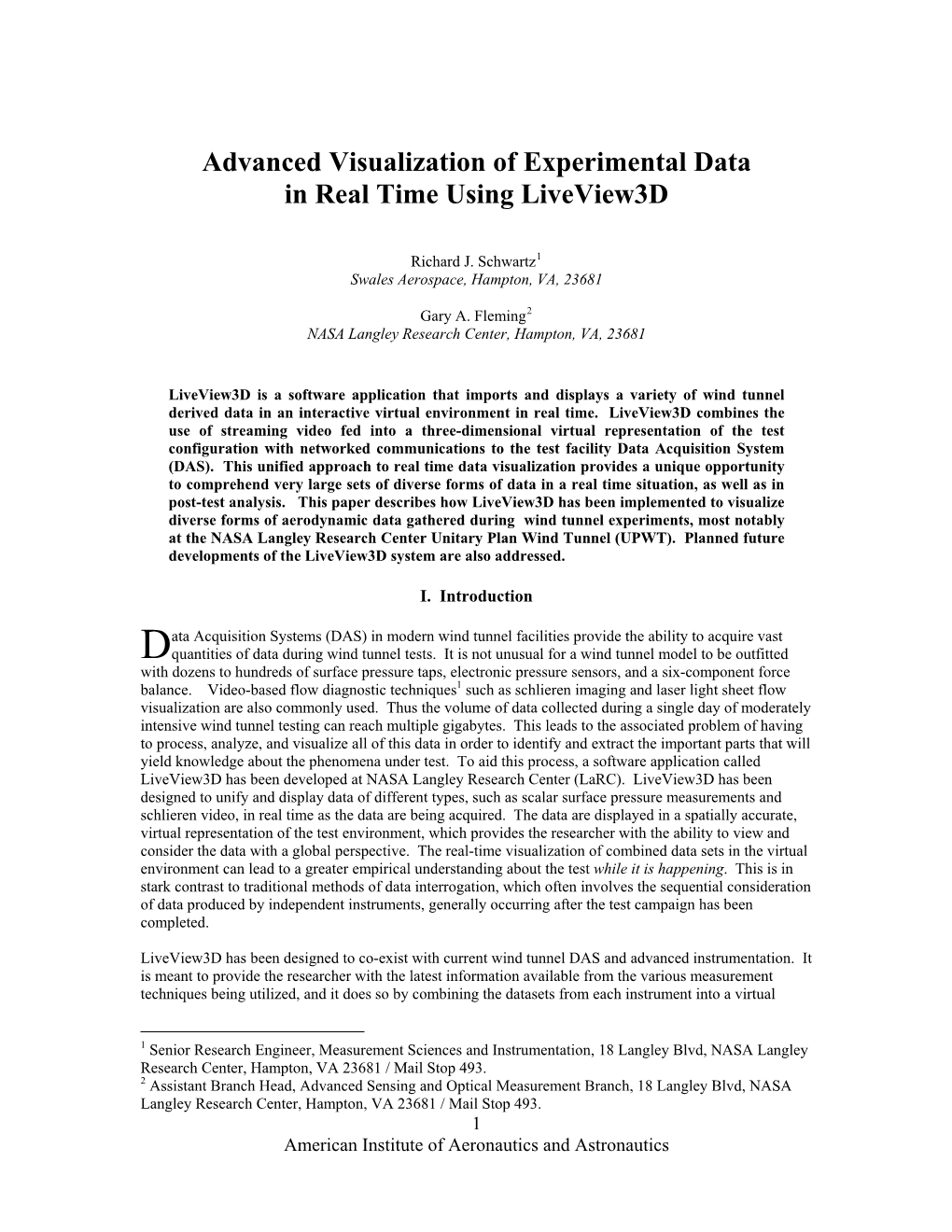 Advanced Visualization of Experimental Data in Real Time Using Liveview3d