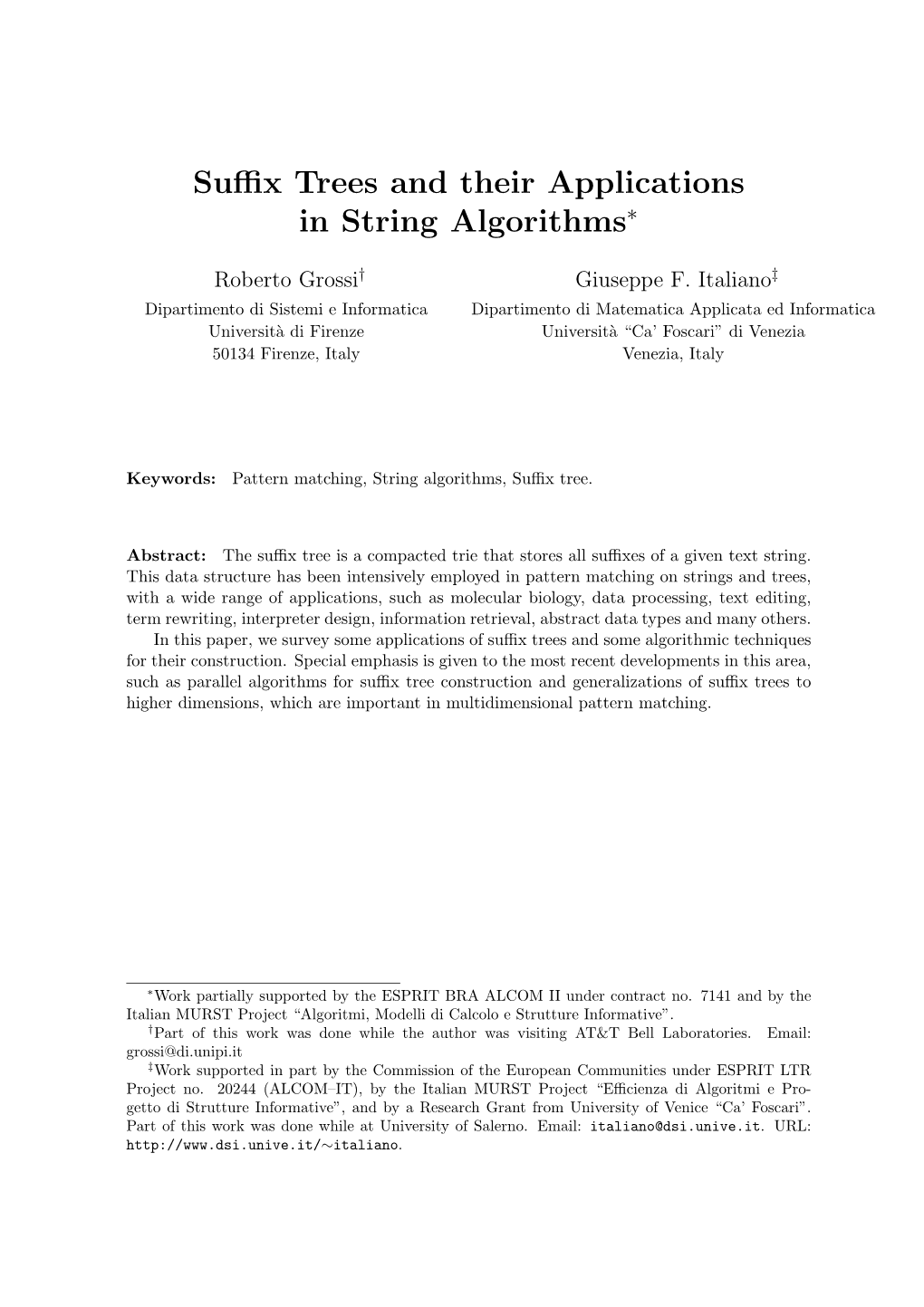 Suffix Trees and Their Applications in String Algorithms