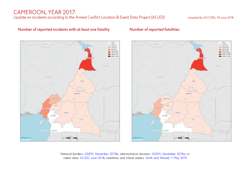 Cameroon, Year 2017: Update on Incidents According to the Armed Conflict Location & Event Data Project (ACLED)