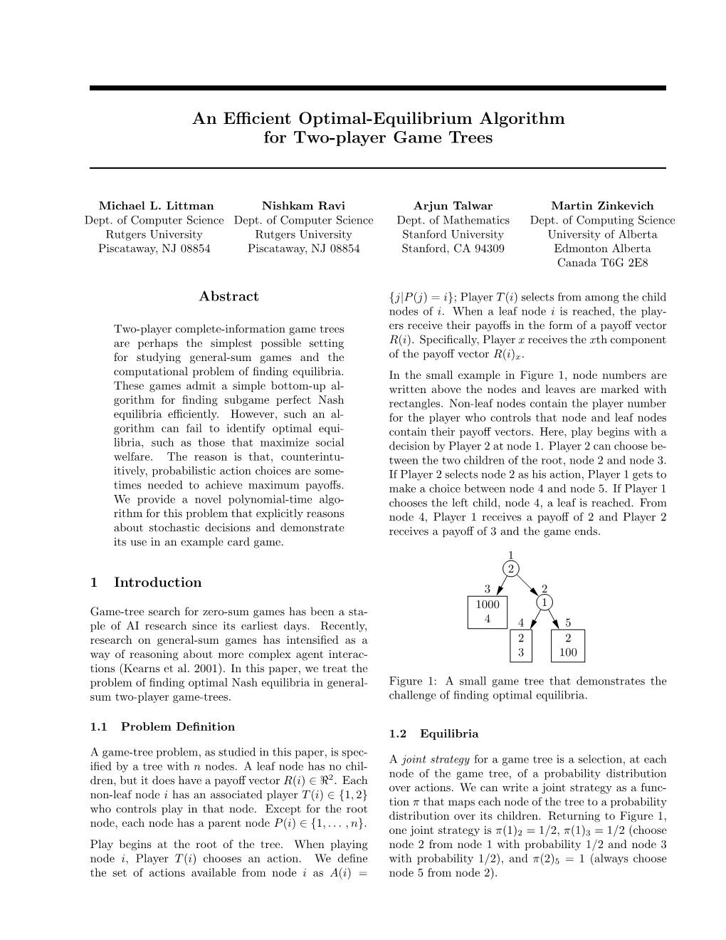 An Efficient Optimal-Equilibrium Algorithm for Two-Player Game Trees