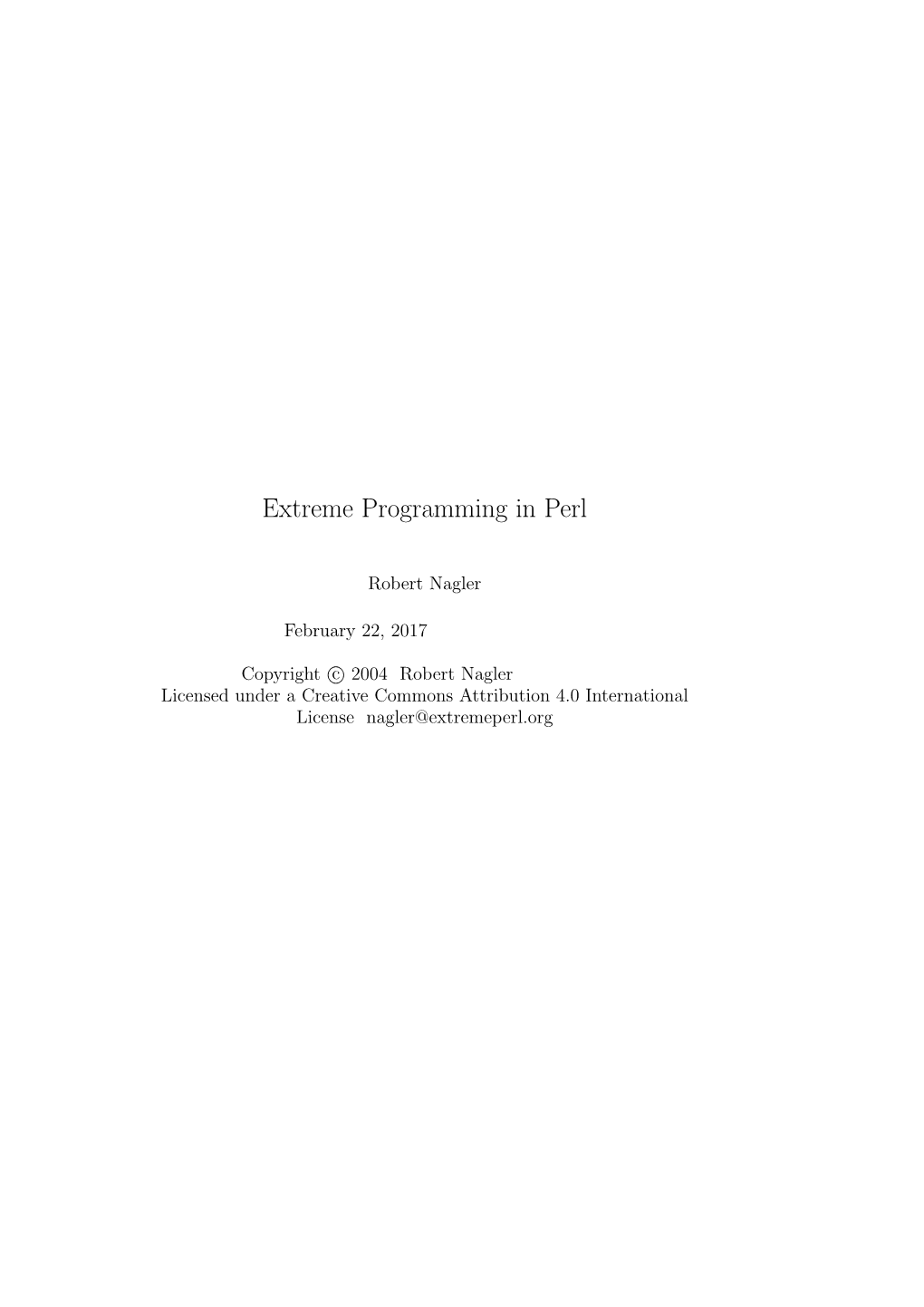 Extreme Programming in Perl