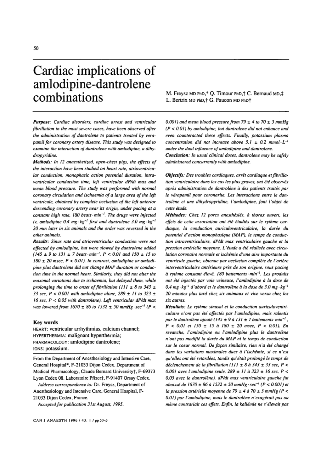 Cardiac Implications of Amlodipine-Dantrolene Combinations