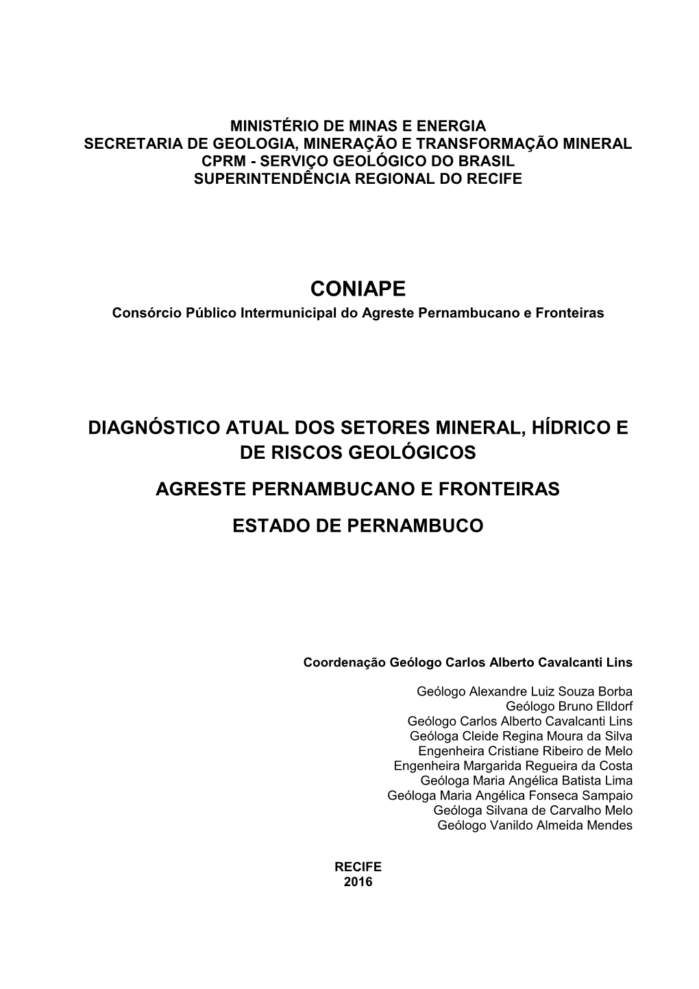 Diagnóstico Atual Do Setor Mineral , Hídrico E De Riscos