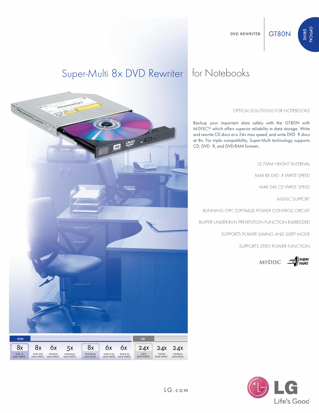 Super-Multi 8X DVD Rewriter for Notebooks