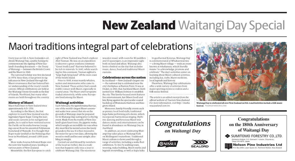 FEBRUARY 6, 2020 New Zealand Waitangi Day Special