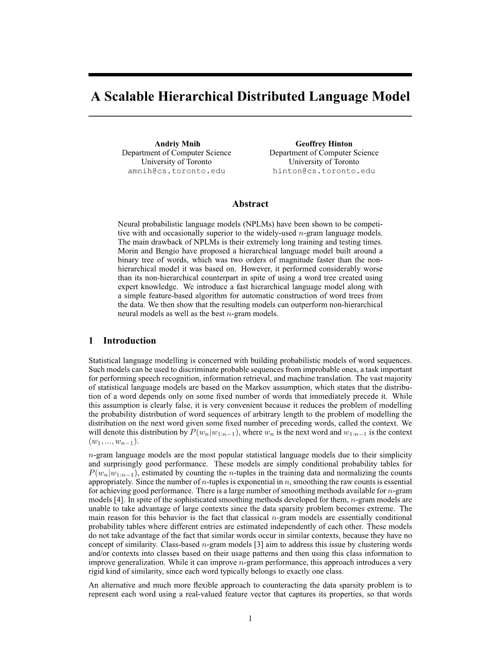 A Scalable Hierarchical Distributed Language Model