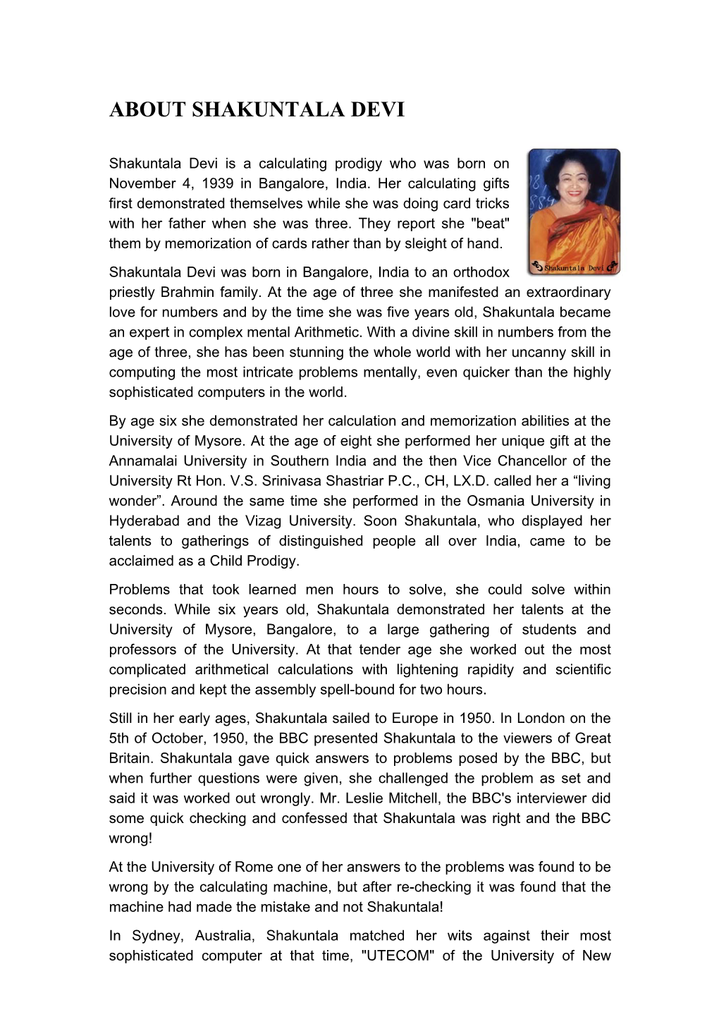 Shakuntala Devi's