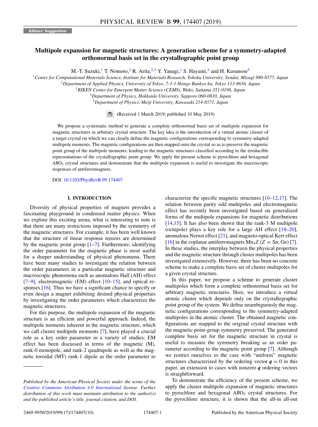 Multipole Expansion for Magnetic Structures: a Generation Scheme for a Symmetry-Adapted Orthonormal Basis Set in the Crystallographic Point Group