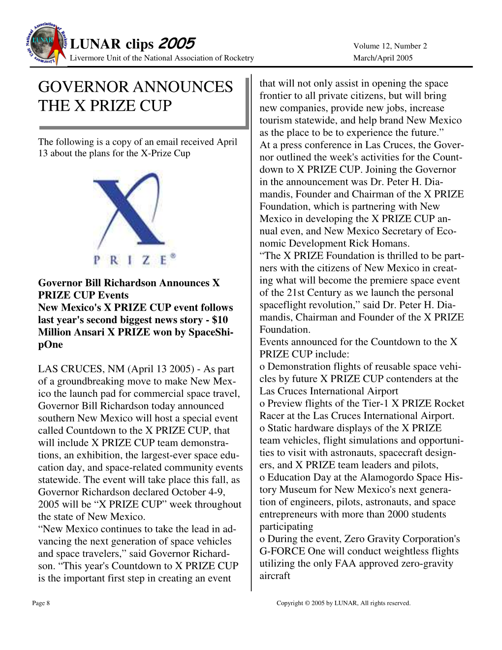 Governor Announces the X Prize