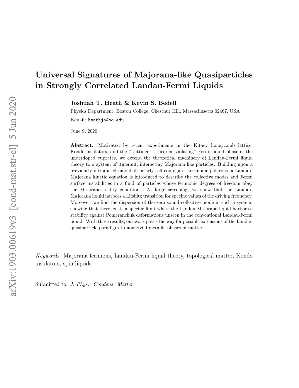 Arxiv:1903.00619V3 [Cond-Mat.Str-El] 5 Jun 2020 2 Contents