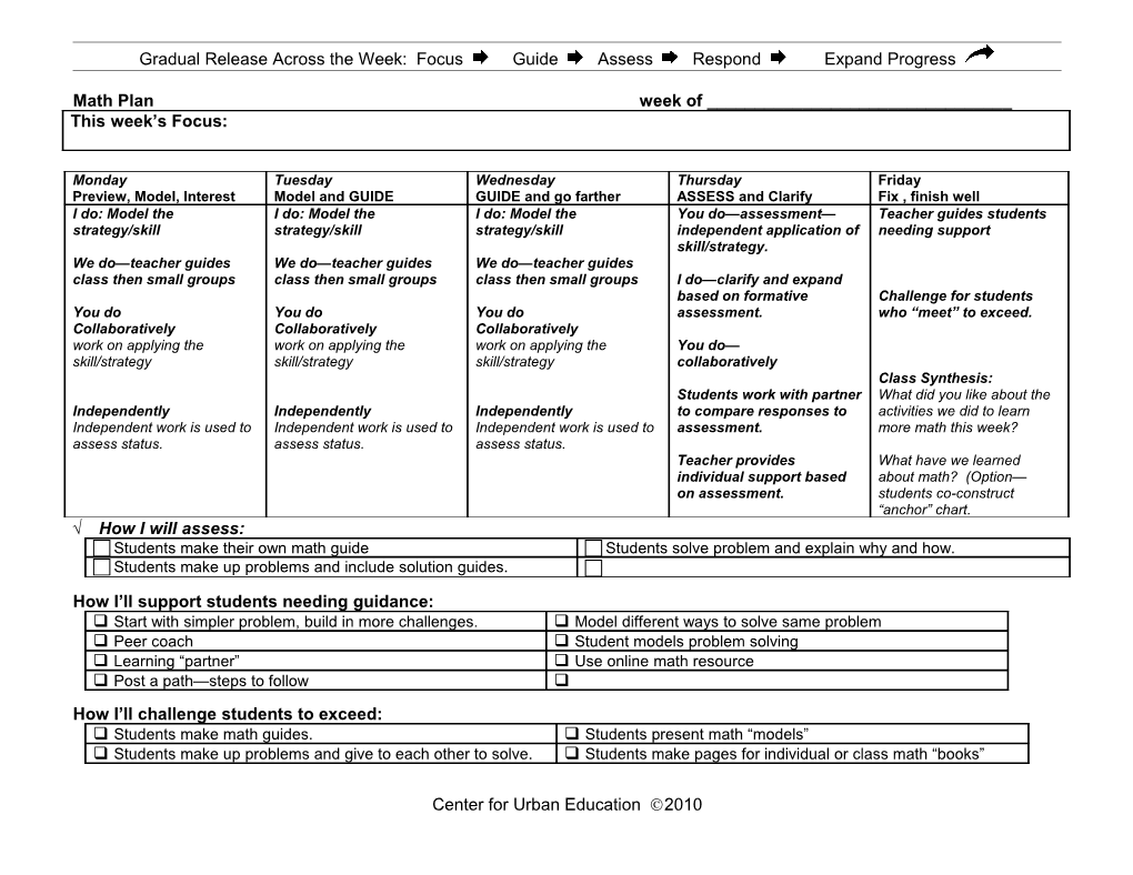 Math Lesson Planner