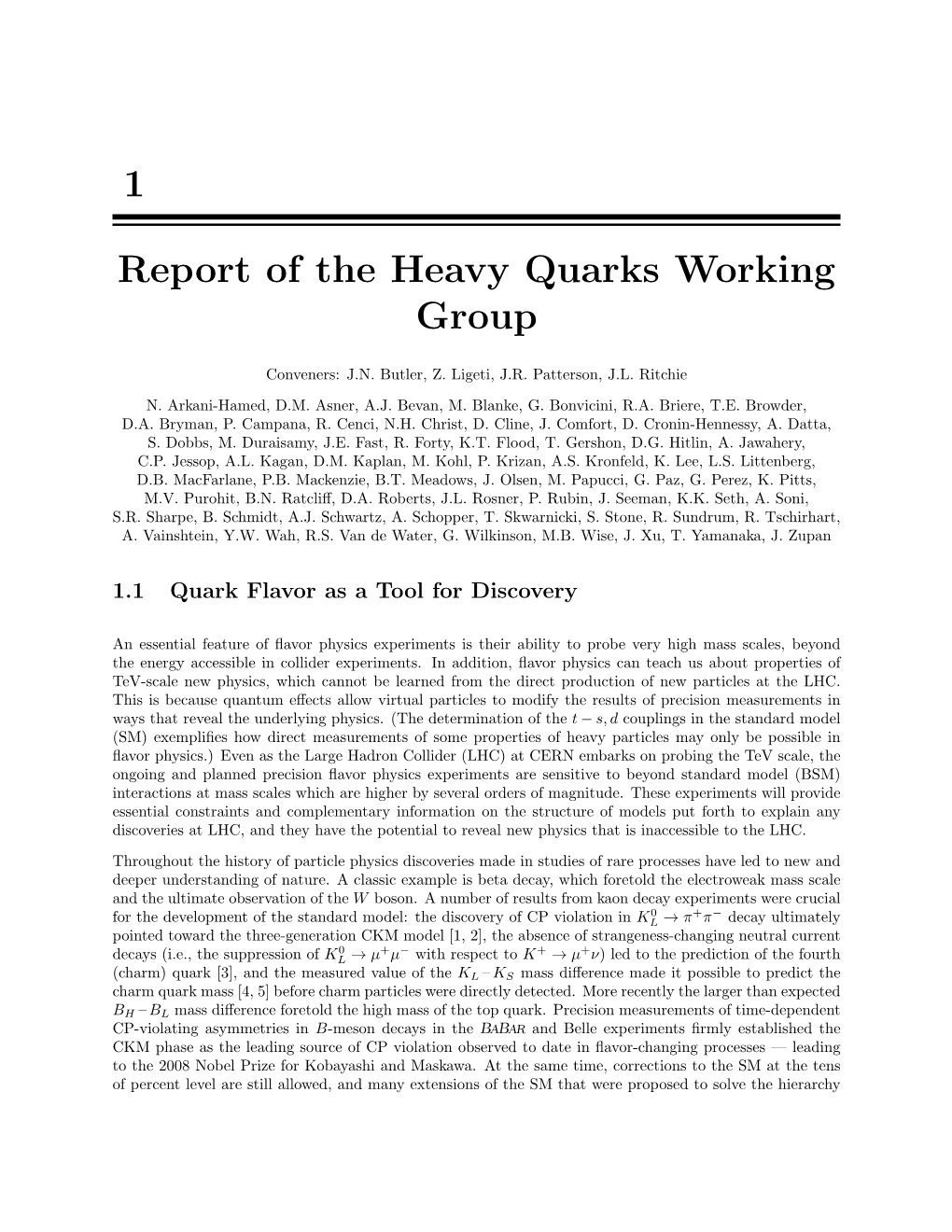 1 Report of the Heavy Quarks Working Group