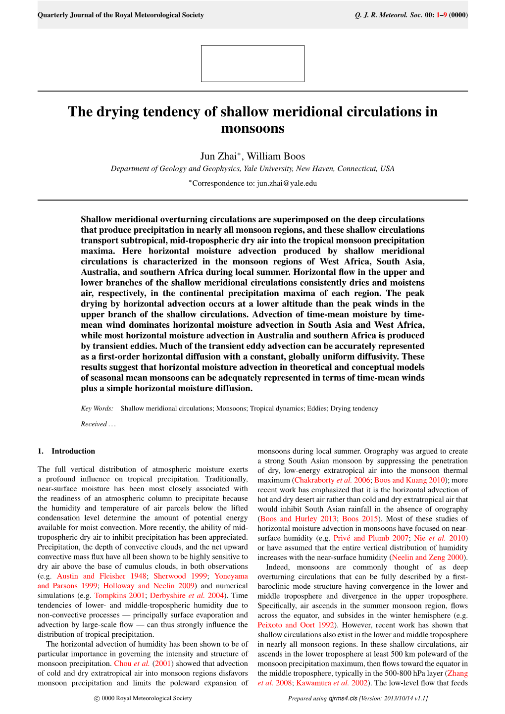 The Drying Tendency of Shallow Meridional Circulations in Monsoons